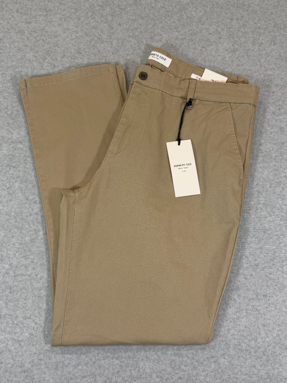 Kenneth Cole Men's Slim Fit Chino Pants 38x32 Mink Tan Khaki Cotton Stretch NWT